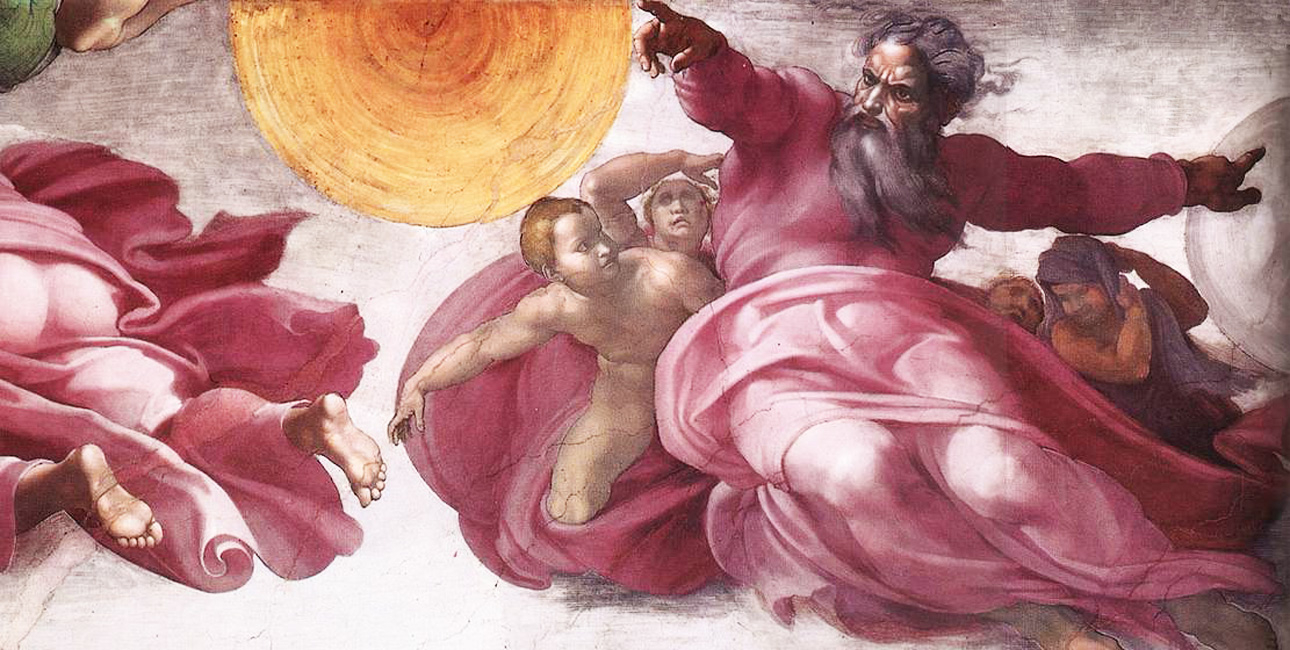 Gud skaber solen og månen. Fresko af Michelangelo fra Det Sixtinske Kapel.