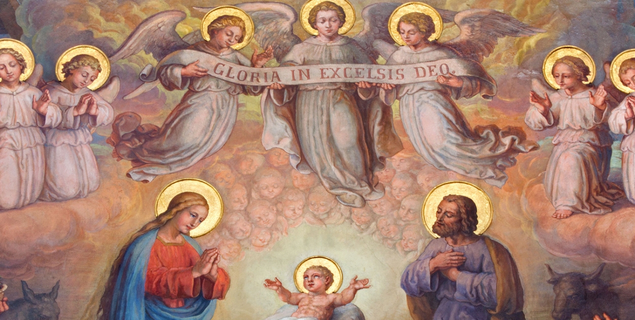 Jesu fødsel. Maleri af Josef Kastner, ca. 1911. Klosterkirken i Döbling, Østrig. Foto: Jozef Sedmak / Alamy Stock Photo.