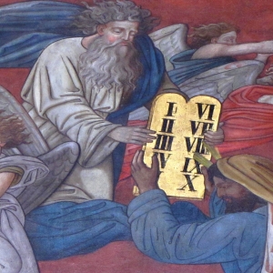 Moses modtager de ti bud. Maleri af Jean Weyh (1886), Église Saint-Étienne i Mackenheim. Kilde: Wikimedia Commons.