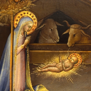 Jesusbarnet i krybben. Maleri af Lorenzo Monaco, ca. 1406-10. Kilde: The Met Collection.