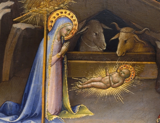 Kristi fødsel. Maleri på træ af Lorenzo Monaco, 1409. Kilde: Wikimedia Commons.