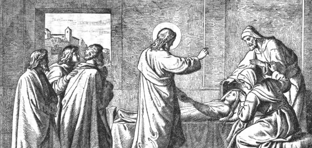 Jesus Raises the Ruler's Daughter. Fra "The story of the Bible from Genesis to Revelation", 1873. Ukendt illustrator.