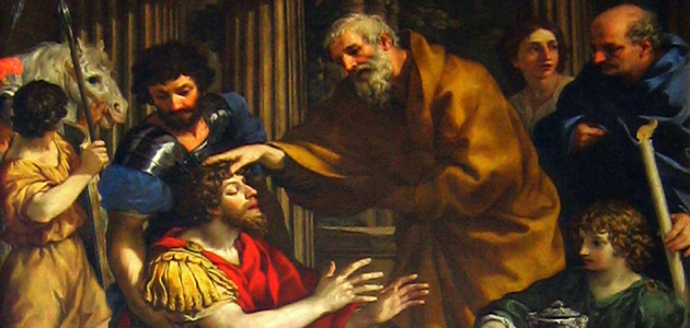Ananias giver Saul synet tilbage. Maleri af Pietro da Cortona, ca. 1631. Kilde: Wikimedia Commons.