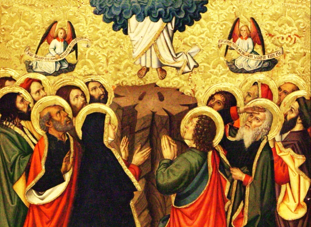 Med Kristi himmelfart er Jesus ikke længere bundet til en bestemt lokalitet eller en bestemt tid. Himlen er tæt på alle mennesker alle steder og til alle tider. Maleriet er et udsnit af en altertavle, af Jaume Huguet, 1464-1475, som hænger i "The Catedral of Saint Mary of Tortosa", Spain.