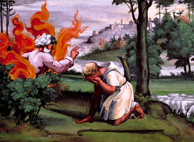 Moses og den brændende busk. Fresco af Raphael. Kilde: Akg-images.