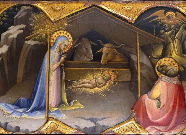 Kristi fødsel. Maleri på træ af Lorenzo Monaco, 1409. Kilde: Wikimedia Commons.