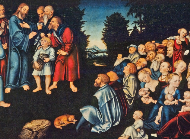 Bespisningen af de fem tusind. Maleri af Lucas Cranach den ældre. Kilde: Wikimedia Commons.